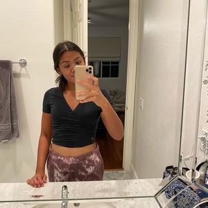 Brandy Melville Black Wrap Around Crop Top